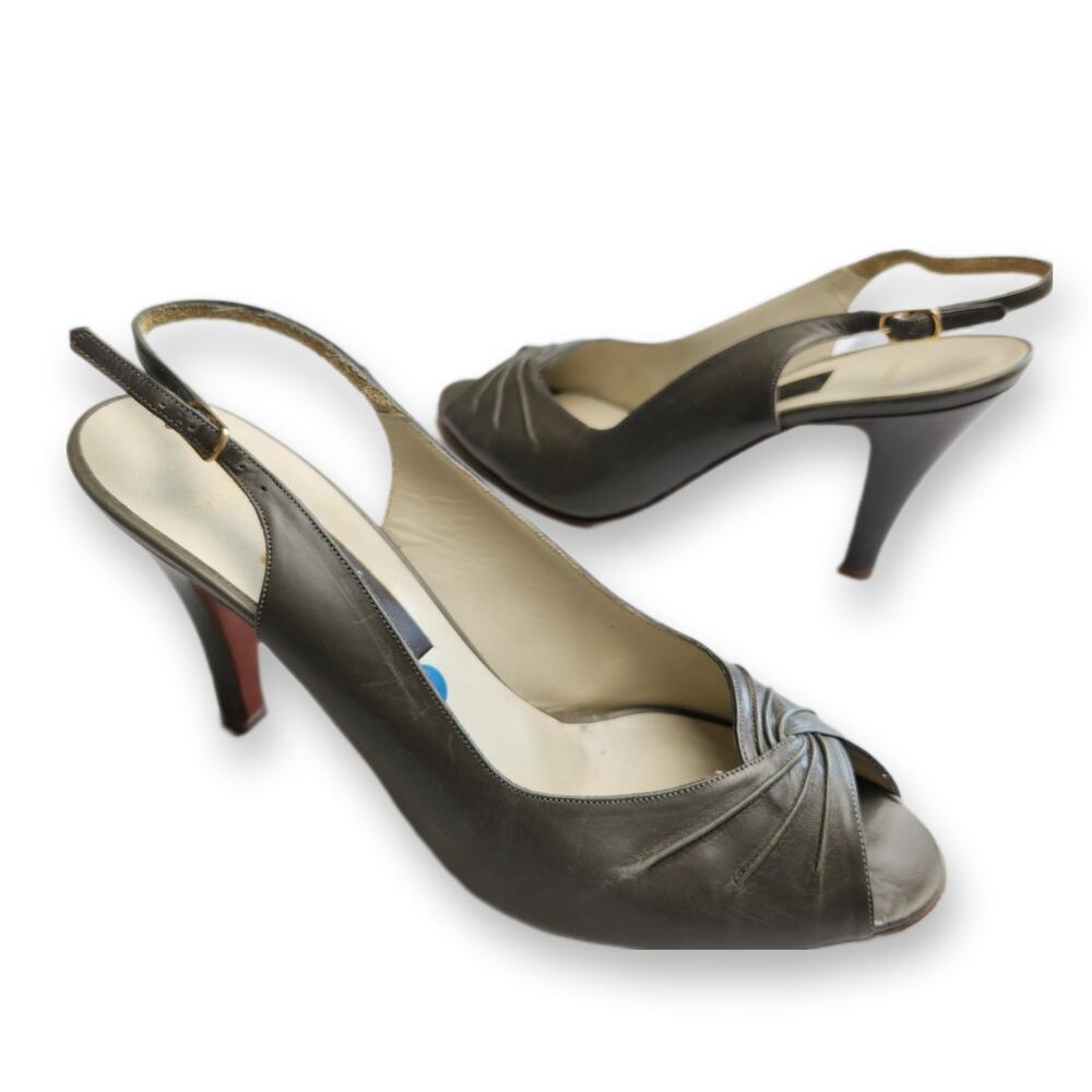 Vintage Amalfi By Rangoni Heels Size 9 Grey Peep Toe
